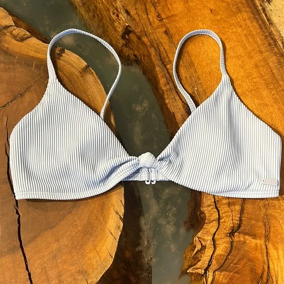 Roxy light blue ribbed bikini top - Picture 1 of 3